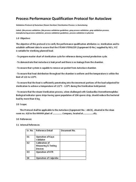 autoclave qualification protocol pdf